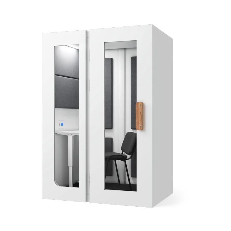Silentbox WorkPod with a height-adjustable desk